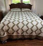 Full Sized Bed Frame, Mattress & Box Spring + Bedding