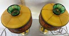 Stained- Glass Style John Deere Snowmobile & Tractor Electric Lamps