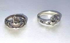 Two Sterling Silver Marked 925 Claddagh Rings