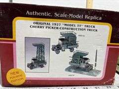 Original 1927 Model TT Ford Cherry Picker Truck & TruToy Suburban 223 Die Cast Fire Truck