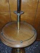 "Stiffel Style" Brass & Wood Table w/ Railing + 61" tall Floor Lamp