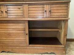 "Ethan Allen Style" Two Piece Wood Hutch w/ Drawers & Storage (63”T,46”L,16”D)