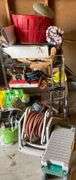 Hose Reel, Garden Cart, Fertilizer/Lawn Lime, Gardening Items & Metal Shelf