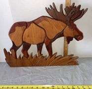 18”x15” Moose Crafted Using The Intarsia Woodworking Technique