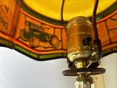 Stained- Glass Style John Deere Snowmobile & Tractor Electric Lamps