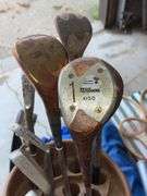 Five Vintage Tennis Rackets & Golf Clubs, Bag Captains Chair + Misc. Items