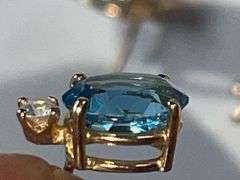 Marked 14K Blue Topaz Jewelry Set