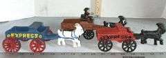 Three Cast Iron Express Wagons Pulled By Goats
