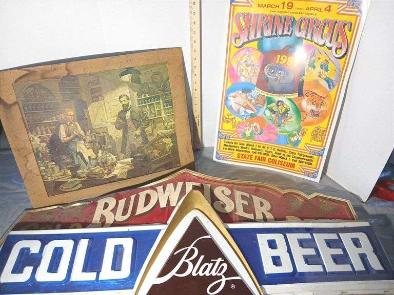 Budweiser & Blatz Beer Signs, Father of American Pharmacy Illustration & More