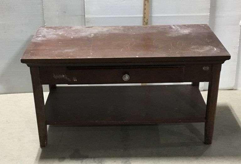 Dark Wood Coffee Table with Drawer