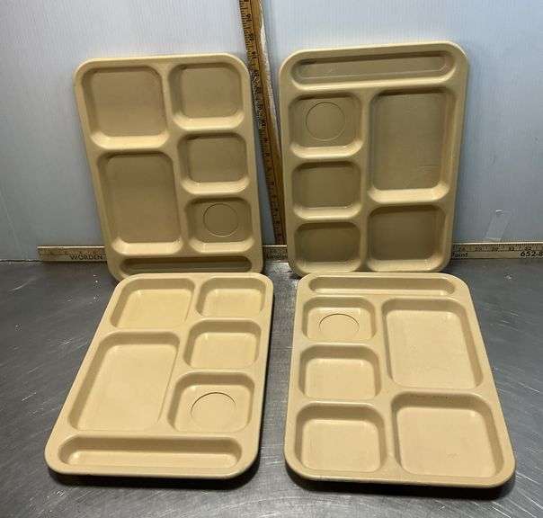 (4) Hard Plastic Divided Cafeteria Trays
