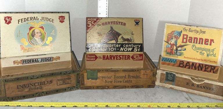 Federal Judge, Harvester & Banner Cigar Boxes
