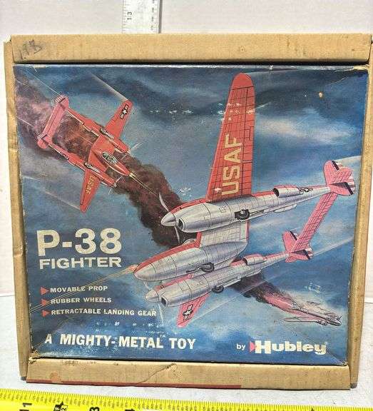 Hubley P-38 Fighter Metal Toy w/ Original Box