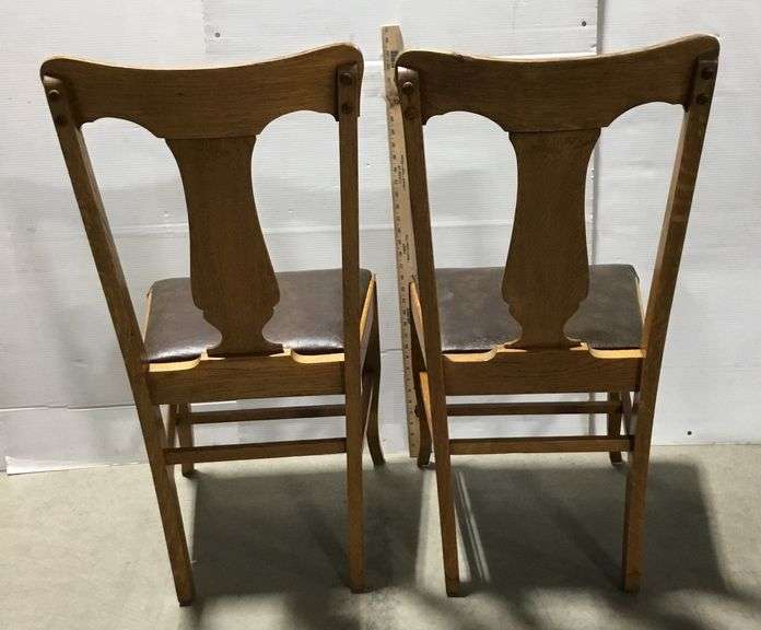 Antique Upholstered Oak Side Chairs