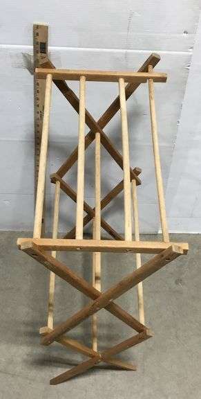 Small Folding Drying Rack and Vintage Wood Ironing Board