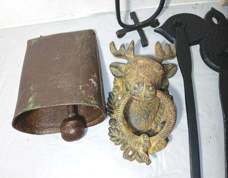 Cast Iron Deer Head Door Knocker, Riveted Cowbell & More