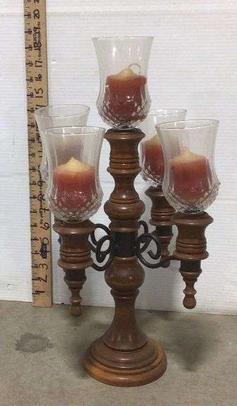 Pleasant Hearth 4 Panel Fire Screen and Wood Tiered Candle Holder