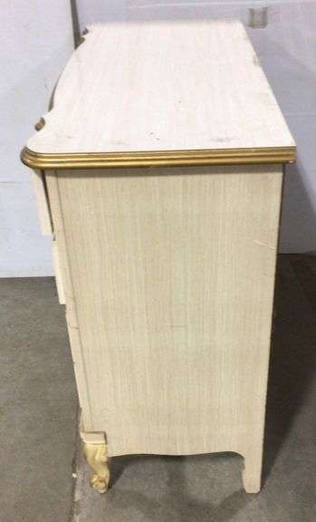 Gold Trimmed Claw Foot Antique Dresser with Mirror