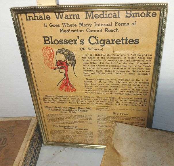 Collectable Advertising Boxes,  Cookbooks & Blossers Medical Cigarettes Advertisement