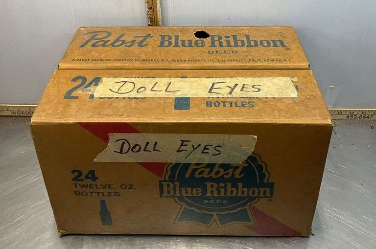 Empty Sturdy Pabst Blue Ribbon Bottle Cardboard Crate