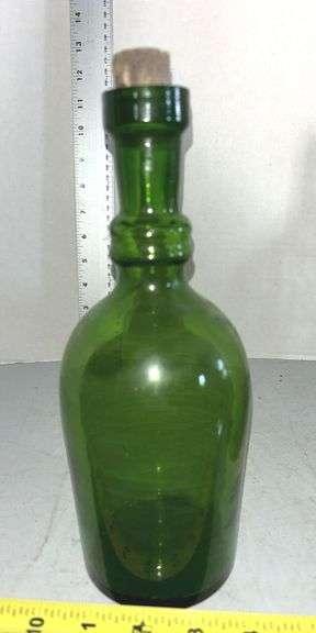 Two Primitive Green Wine Bottles