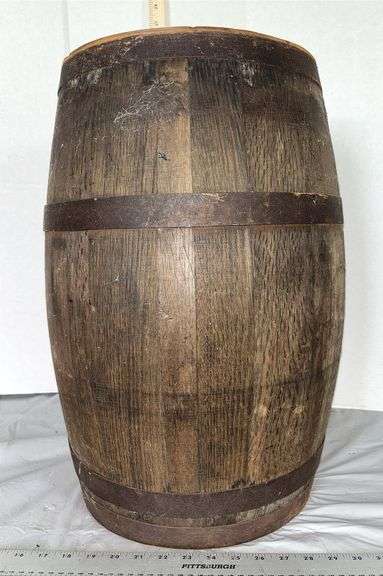 Large Oak Barrel with Iron Straps 22”Tall