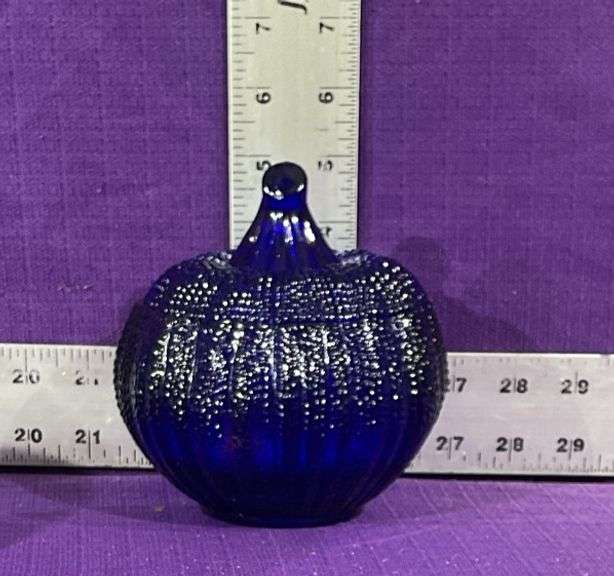 Vintage Cobalt Blue Pumpkin Dish W/ Lid