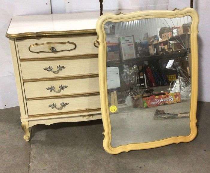 Gold Trimmed Claw Foot Antique Dresser with Mirror