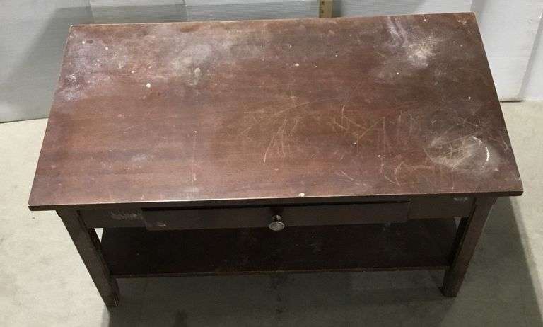 Dark Wood Coffee Table with Drawer