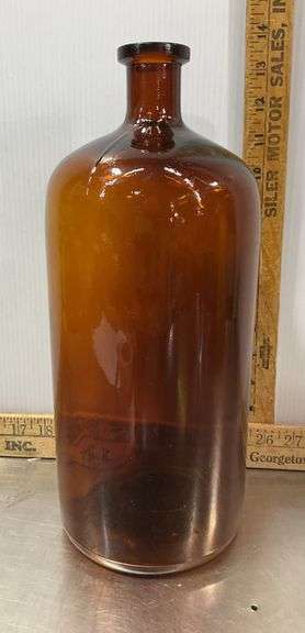 Vintage Large Brown Glass Elixir Bottle