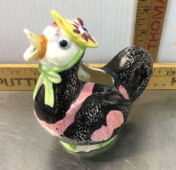 L.E. Smith Miniature Green Cream & Sugar and Vintage Duck Creamer