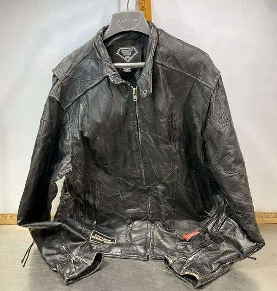Biker Jacket Diamond Plate Leather Size 3X