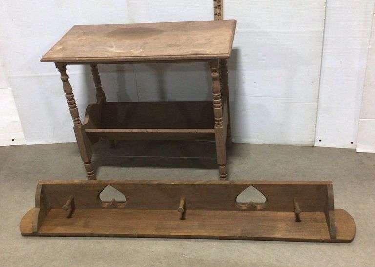 Magazine Table and Heart Cut Out Wall Hung Rack