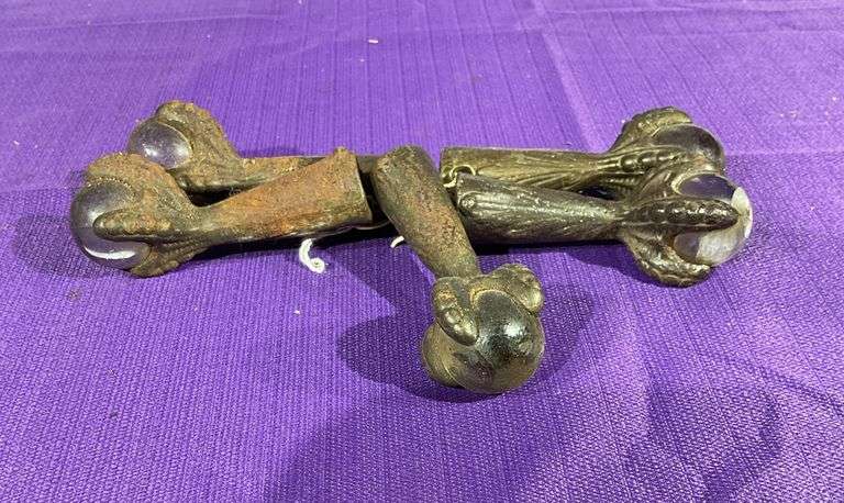 5 Pc. Antique Iron Claw & Glass Ball Furniture Feet