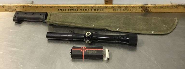 Weaver Scope, Machete and Utility Knife
