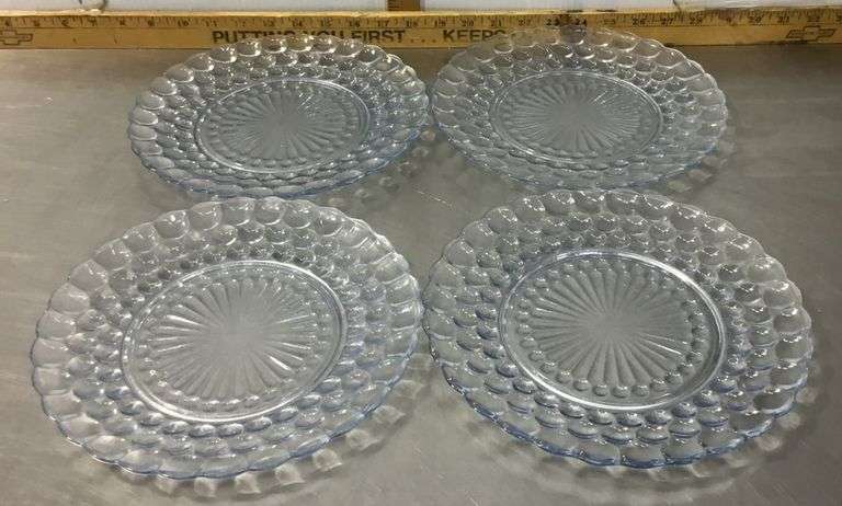 Service Of 4 Anchor Hocking Fire-King Sapphire Blue Bubbles