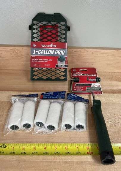 Wooster 1Gallon Grid, Sherlock Mini Pro Roller Cage & Zip Trim Roller Refills(New)