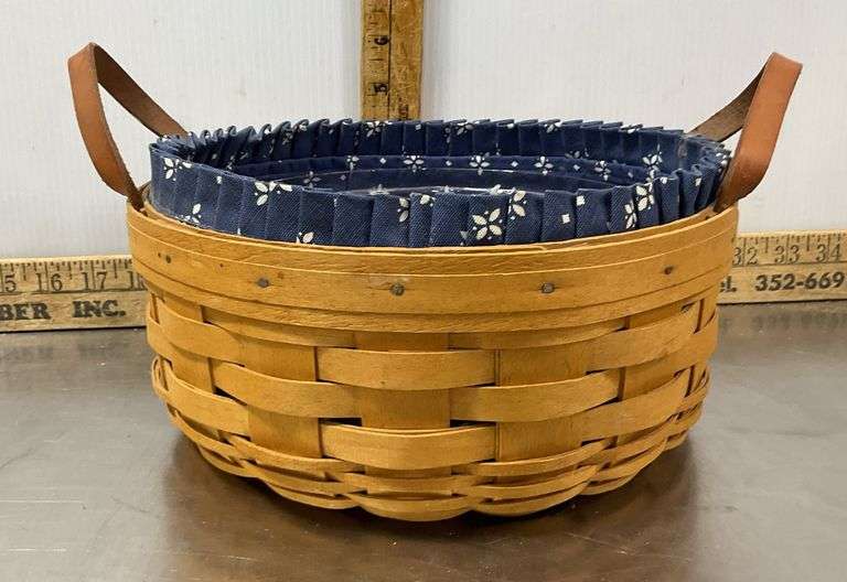 Longaberger Basket with Cloth & Plastic Liners