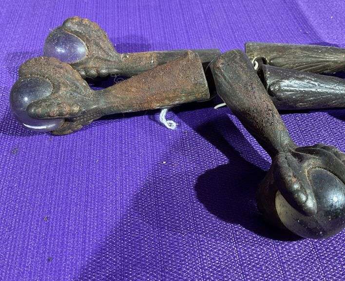 5 Pc. Antique Iron Claw & Glass Ball Furniture Feet