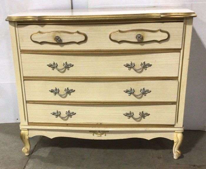 Gold Trimmed Claw Foot Antique Dresser with Mirror
