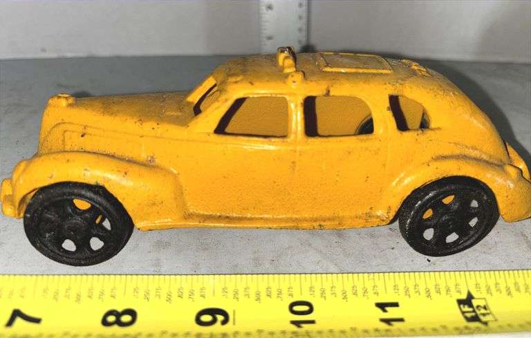 Cast Iron Yellow Taxi & Cast Iron Yellow Coca Cola Delivery Truck Car