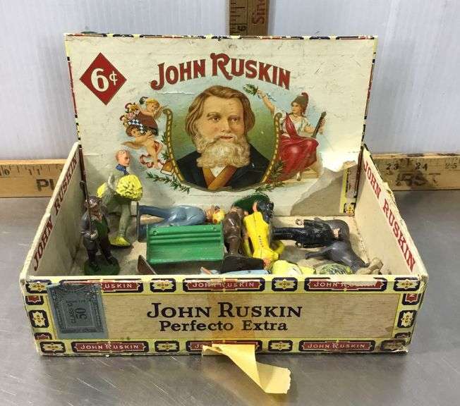 Cigar Box With Lead/Wood Toys