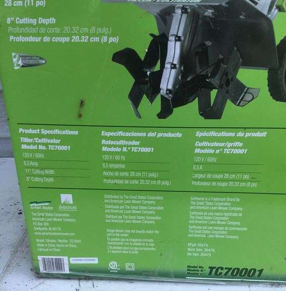 Earthwise Electric Tiller 120v 8 Amps NIB