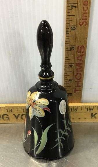 Fenton Black Hand Painted Bell