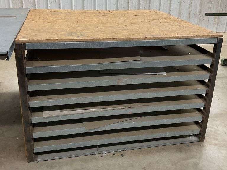 34''x53''x48'' Metal Work Bench W/ Tin Steel Storage Shelves