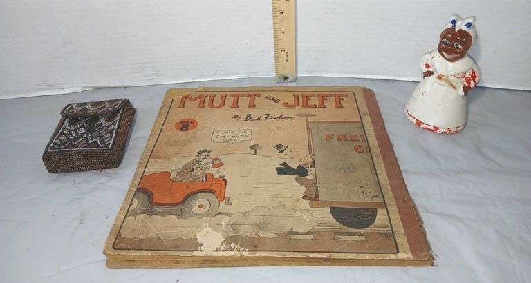 MUTT and JEFF Comic Book by Bud Fisher,1940's Black American Mammy and Beaded Case
