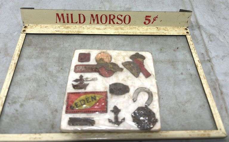 Morso Glass Cigar Box Cover, Ronson Lighter, Royal Star Automatic Mini Lighter, Omega Lighter & Tin 