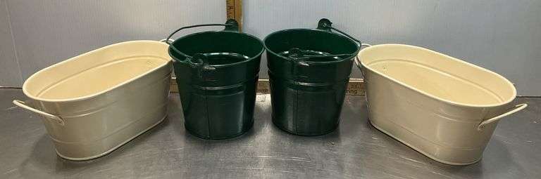 Decorative Plates & Small Tin Tubs & Buckets