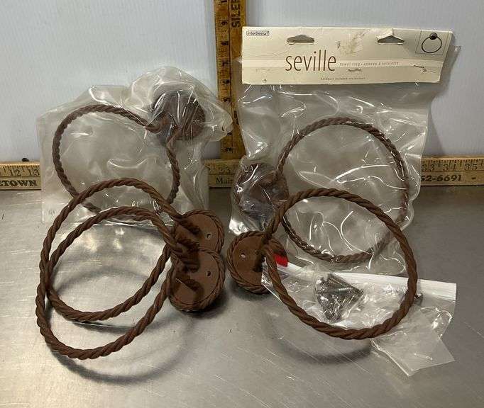 Seville Wrought Iron Towel Rings, Toilet Paper Holder & Hooks