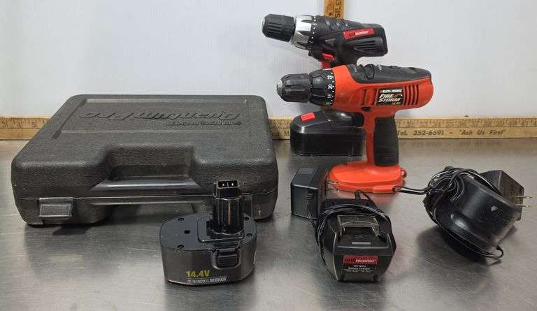 3 Drills with Batteries and Chargers